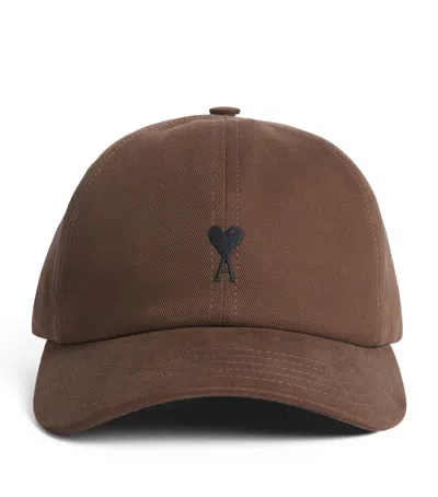 Ami Alexandre Mattiussi Ami Paris Embroidered Logo Baseball Cap In Brown