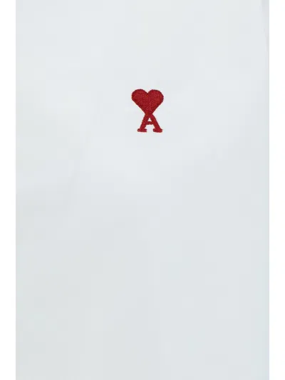 Ami Alexandre Mattiussi Ami Paris Embroidered Logo Cotton Shirt In White