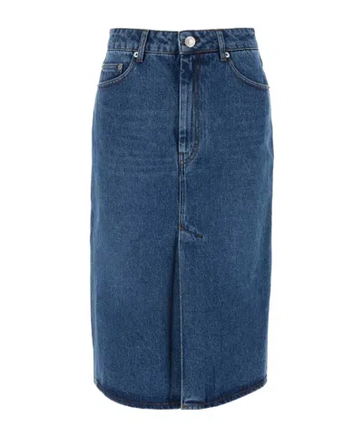 AMI ALEXANDRE MATTIUSSI AMI PARIS FALDA DENIM MIDI SKIRT