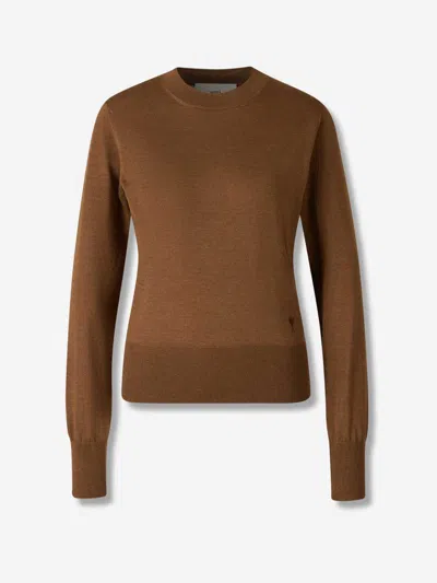 Ami Alexandre Mattiussi Ami Paris Fine Knit Sweater In Brown
