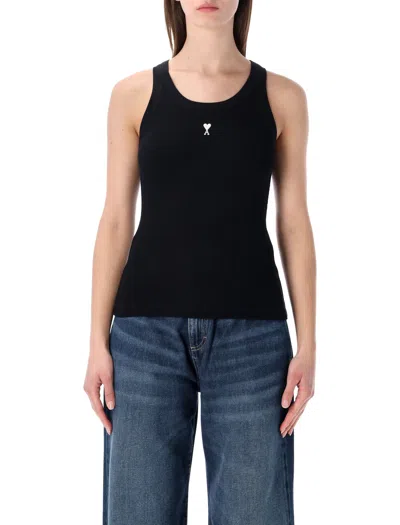 Ami Alexandre Mattiussi Ami Paris Ami Paris Ami De Cœur Rib Tank Top In Black