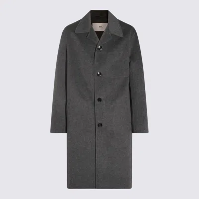 AMI ALEXANDRE MATTIUSSI AMI PARIS GREY WOOL COAT