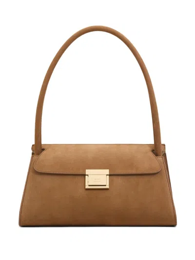 Ami Alexandre Mattiussi Ami Paris Glazed Leather Top Handle Paris Paris Bag In Brown
