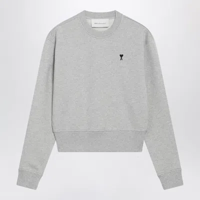 Ami Alexandre Mattiussi Ami Paris Gray Ami De Coeur Crewneck Sweatshirt