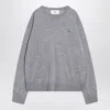 Ami Alexandre Mattiussi Ami Paris Gray Ami De Coeur Sweater In Wool And Silk In Gray