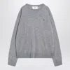 Ami Alexandre Mattiussi Ami Paris Ribbed Hem Sweater With Embroidered Logo In Gray
