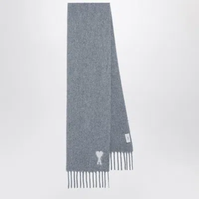 Ami Alexandre Mattiussi Ami Paris Grey Ami De Coeur Scarf Men In Gray