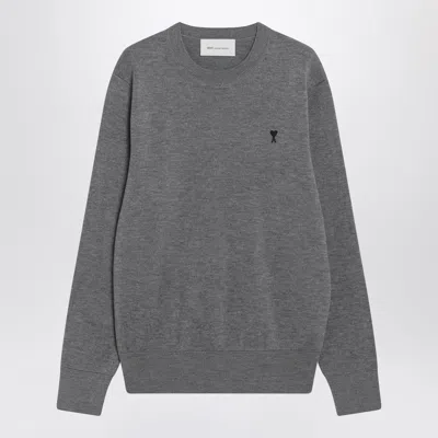 Ami Alexandre Mattiussi Ami Paris Grey Ami De Coeur Sweater In Gray