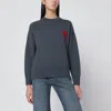 Ami Alexandre Mattiussi Grey Ami De Coeur Wool Sweater In Gray