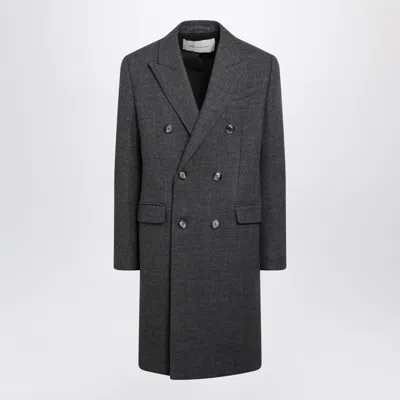 Ami Alexandre Mattiussi Ami Paris Grey Double-breasted Wool Coat In Gray