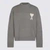 Ami Alexandre Mattiussi Ami Wool Sweater With Heart And Logo Detail In Gray