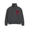 Ami Alexandre Mattiussi Ami Paris Grey Turtleneck Sweater Ami De Coeur Men In Gray