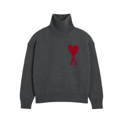 AMI ALEXANDRE MATTIUSSI AMI PARIS GREY SWEATERS & KNITWEAR - JUMPERS MEN