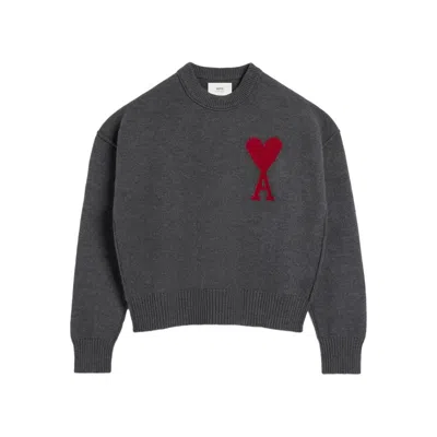 AMI ALEXANDRE MATTIUSSI AMI PARIS GREY SWEATERS & KNITWEAR - JUMPERS MEN