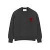 Ami Alexandre Mattiussi Heart Intarsia Wool Knit Crewneck Sweater In Gray
