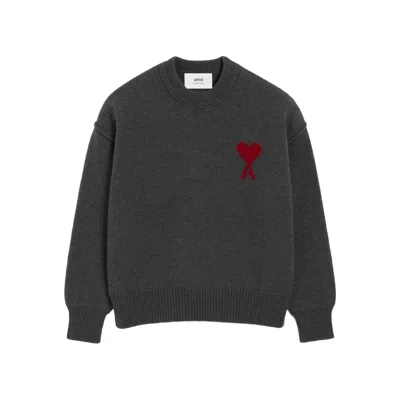 AMI ALEXANDRE MATTIUSSI AMI PARIS GREY SWEATERS & KNITWEAR - JUMPERS MEN