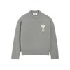 Ami Alexandre Mattiussi Ami Round Neck Sweater With Logo Detail And Ribbed Finishes In Gray