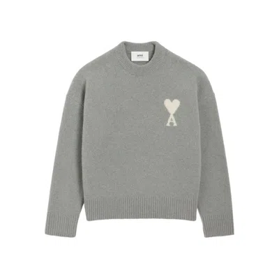 AMI ALEXANDRE MATTIUSSI AMI PARIS GREY SWEATERS & KNITWEAR - JUMPERS MEN