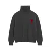 Ami Alexandre Mattiussi Ami Paris Ami Paris Black Wool Ami De Coeur Turtleneck In Gray
