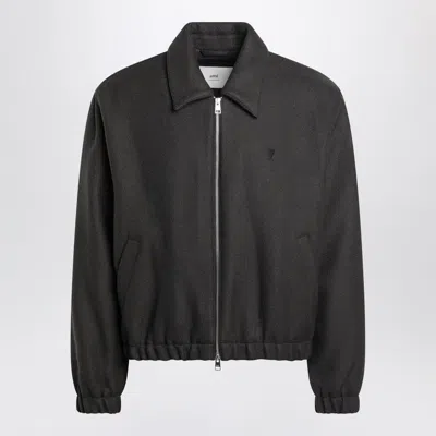 Ami Alexandre Mattiussi Ami Paris Grey Wool Ami De Coeur Bomber Men In Gray