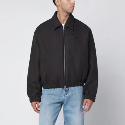 Ami Alexandre Mattiussi Grey Wool Ami De Coeur Bomber In Gray