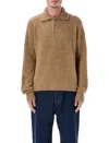 Ami Alexandre Mattiussi Ami Paris Grey Wool And Alpaca Polo Sweater In Brown