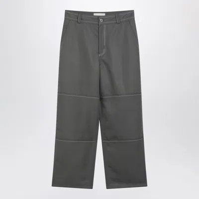 Ami Alexandre Mattiussi Ami Paris Grey Wool Canvas Workwear Trousers Men In Gray