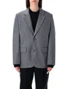 Ami Alexandre Mattiussi Ami Paris Grey Wool Flannel Loose-fit Single-breasted Jacket In Gray