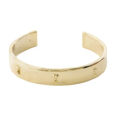 Ami Alexandre Mattiussi Ami Paris Hammered Ami De Coeur Bracelet In Gold