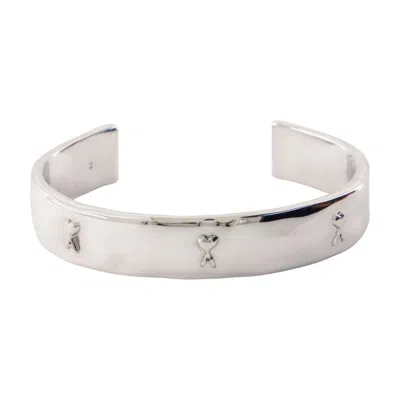 Ami Alexandre Mattiussi Ami Paris Hammered Ami De Coeur Bracelet In Neutral