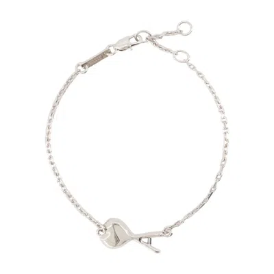Ami Alexandre Mattiussi Ami Paris Hammered Ami De Coeur Thin Bracelet In Metallic