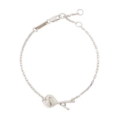 Ami Alexandre Mattiussi Ami Paris Hammered Ami De Coeur Thin Bracelet In White