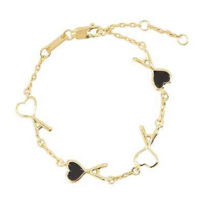 Ami Alexandre Mattiussi Ami Paris Hammered Gold With Enamel Hearts Bracelet