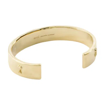 Ami Alexandre Mattiussi Ami Paris Hammered Metal Bracelet In Gold