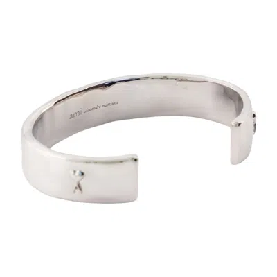 Ami Alexandre Mattiussi Ami Paris Hammered Metal Bracelet In Silver