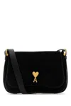 Ami Alexandre Mattiussi Paname Paname Suede Shoulder Bag In Black
