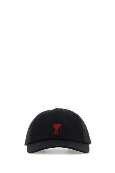 Ami Alexandre Mattiussi Cotton Baseball Cap Curved Brim In Black