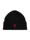 Ami Alexandre Mattiussi Ami Paris Women Ami De Coeur Wool Beanie In Black