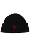 Ami Alexandre Mattiussi Black Beanie With Turn-up Brim And Adc Embroidery On The Front In Wool Man In Black