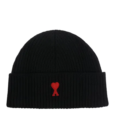 Ami Alexandre Mattiussi Ami Paris Women Ami De Coeur Wool Beanie In Black