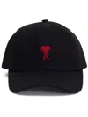 Ami Alexandre Mattiussi Casquette Broderie Ami Paris De Coeur Rouge In Black