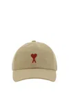 Ami Alexandre Mattiussi Ami Di Coeur Embroidered Baseball Cap In Beige