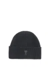 Ami Alexandre Mattiussi Ami Paris Ami Paris De Coeur Grey Wool Beanie In Gray