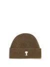 Ami Alexandre Mattiussi Brown Alpaca Striped Ami De Coeur Beanie Brown In Brown
