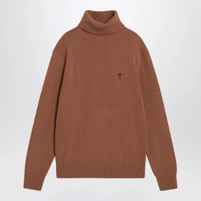 Ami Alexandre Mattiussi Ami Paris Hazelnut Ami De Coeur Turtleneck Sweater