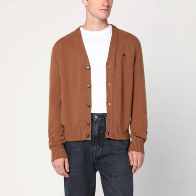 Ami Alexandre Mattiussi Hazelnut-coloured Ami De Coeur Cardigan In Brown