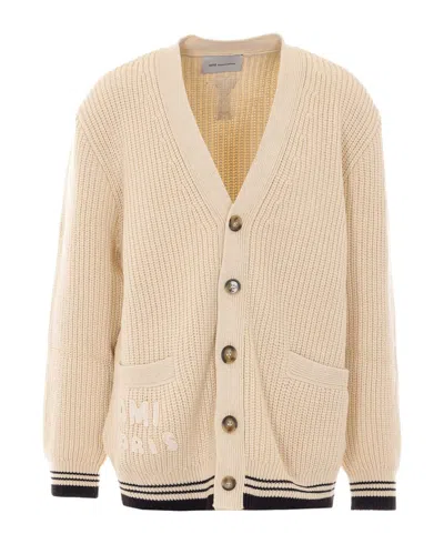 Ami Alexandre Mattiussi Ami Paris Heart Design Cardigan For Men In Brown