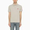 Ami Alexandre Mattiussi Ami Paris De Coeur Organic-cotton Polo Shirt In Grey