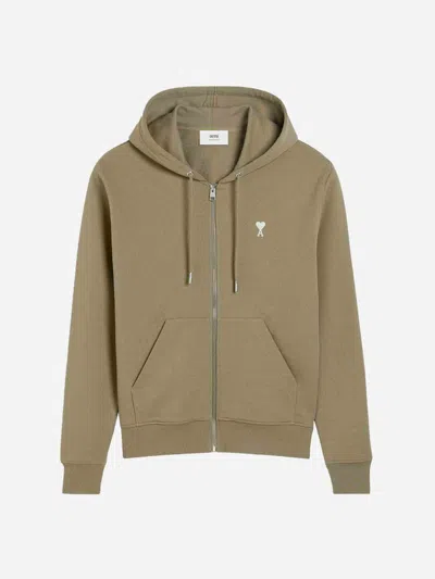 Ami Alexandre Mattiussi Ami Paris Hooded Sweatshirt With Zipper In Brown