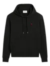 Ami Alexandre Mattiussi Ami Black Cotton Hoodie With Embroidered Logo And Functional Pockets In Black